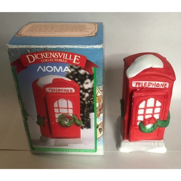 VTG-DICKENSVILLE COLLECTABLES Phone Booth-Red Nostalgic/Christmas Village 1990 - Picture 13 of 13